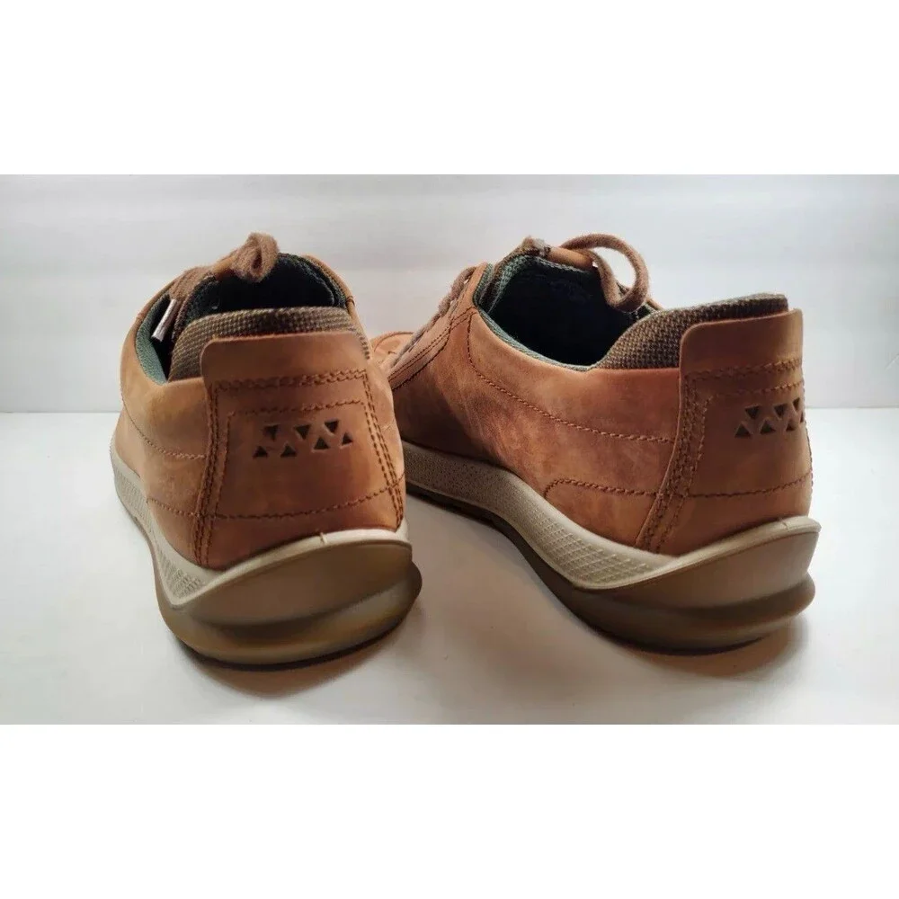 Men's Brown Leather Lace-Up Fashion Sneakers